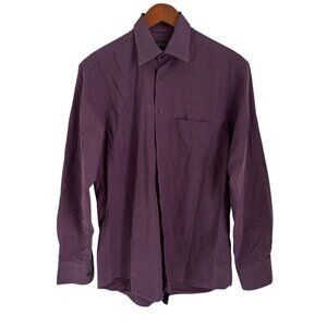 Emile Lafaurie Button Down Shirt Purple Collared Long Sleeves & Front Pocket